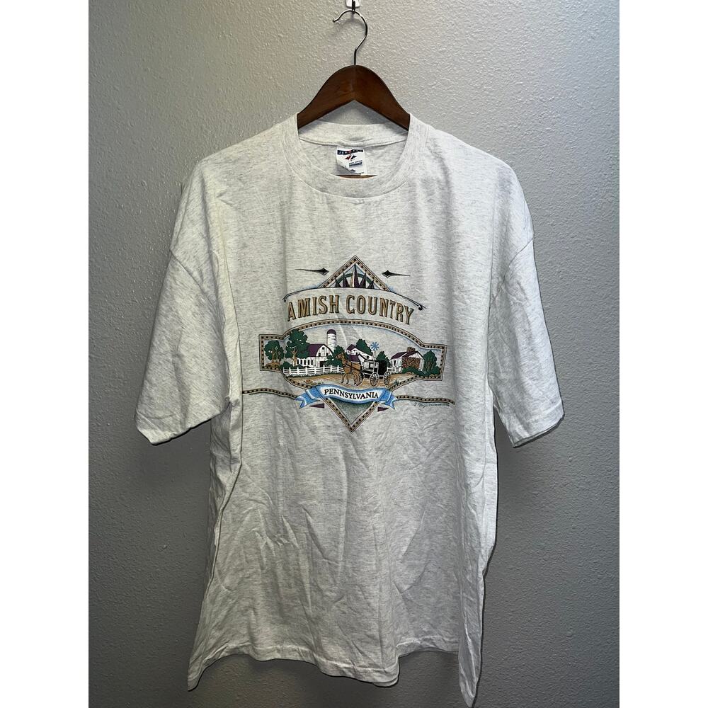 Vintage Amish Shirt Amish Country Pa Pennsylvania Gray Graphic Tee 90s 1990s Xl
